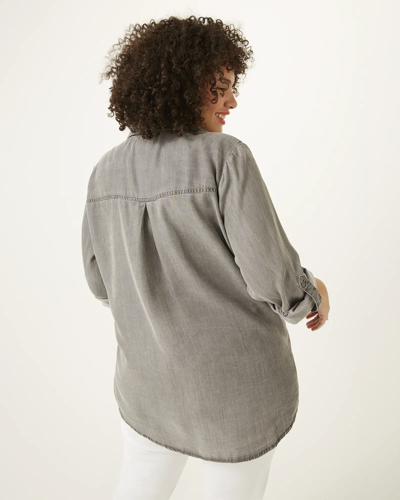 Myla Button-Down Chambray Shirt | Charcoal Grey