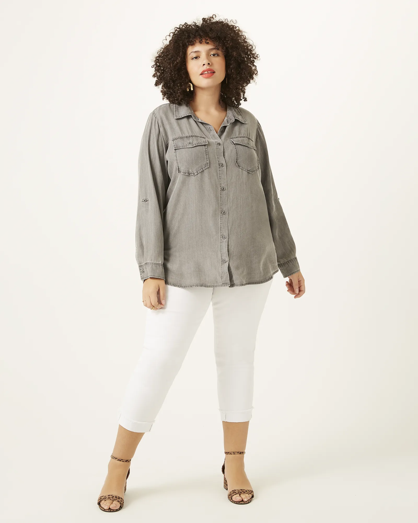 Myla Button-Down Chambray Shirt | Charcoal Grey