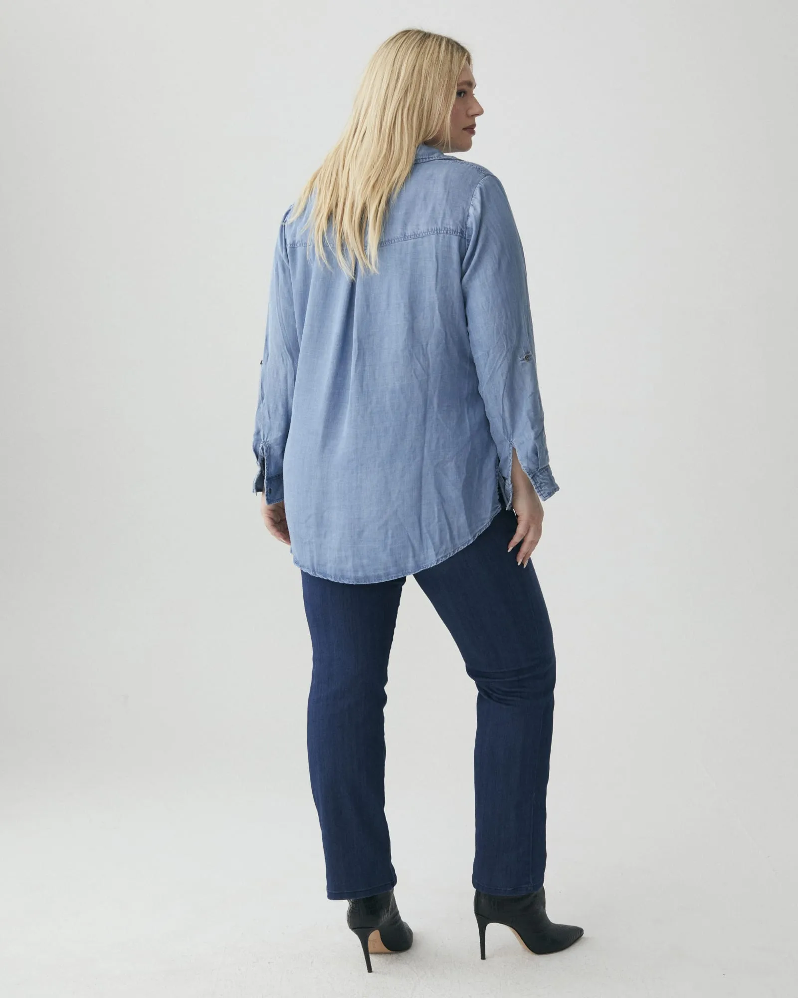 Myla Button-Down Chambray Shirt | Medium Wash