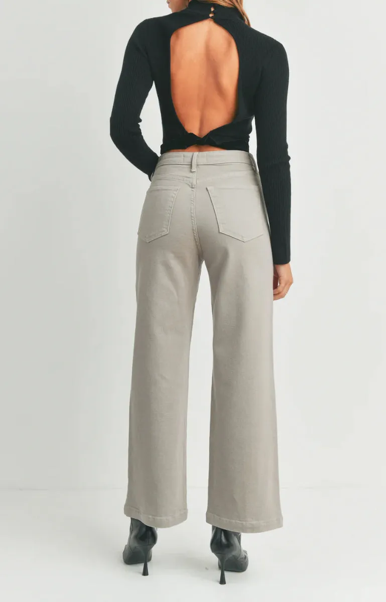 Patch Pocket Wide Leg Jean In Moonstone