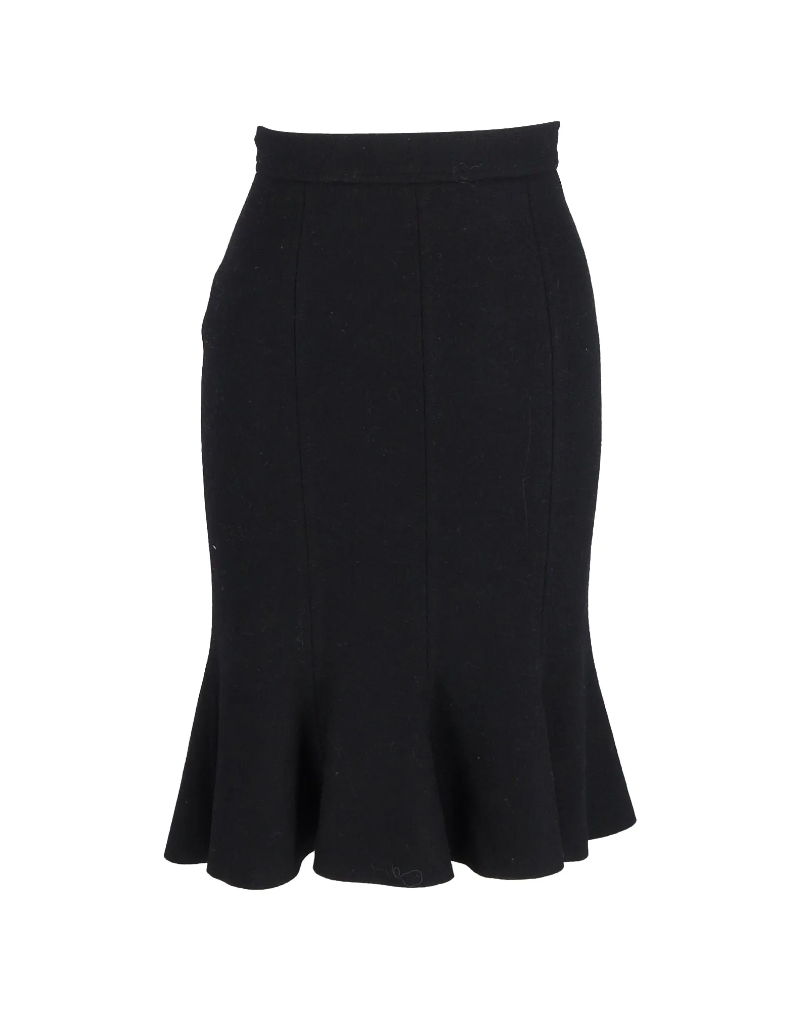 Prada Mermaid Knee-Length Skirt in Black Wool