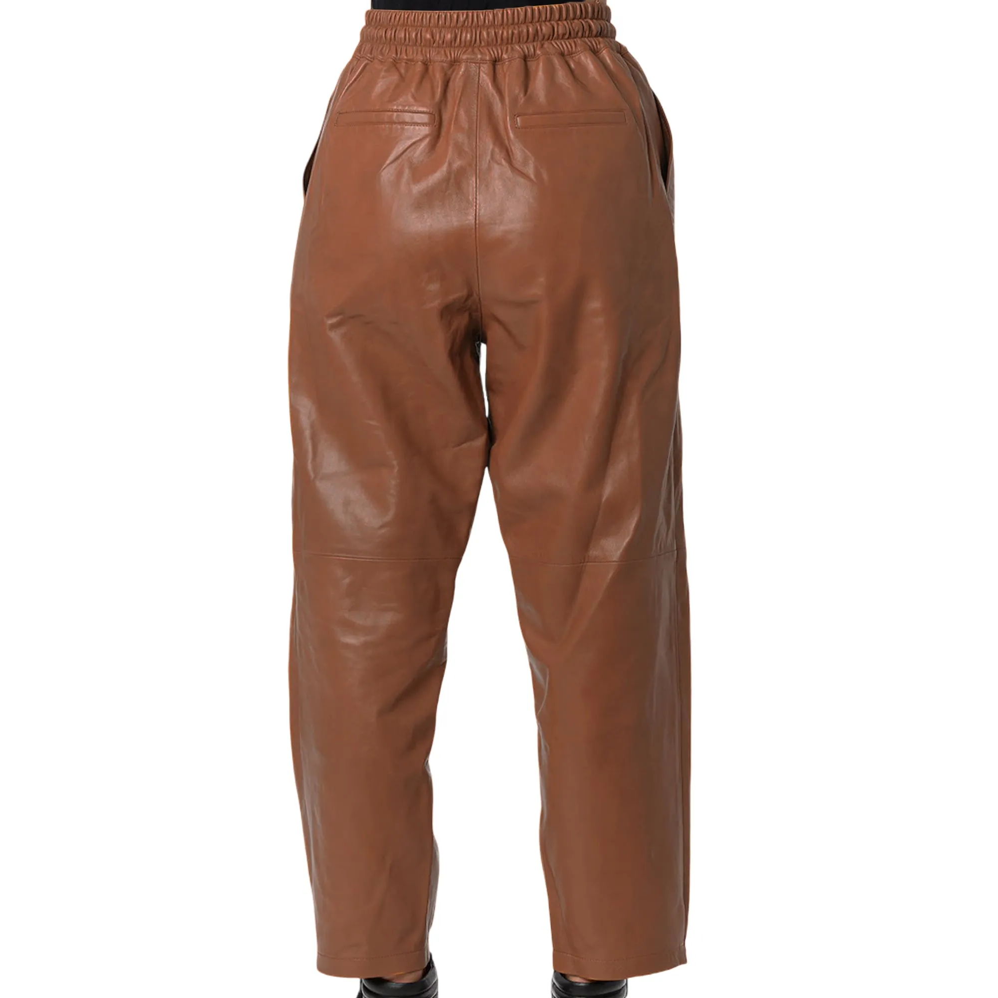 Real Lambskin Leather Pants for Women Comfortable Drawstring Versatile Design