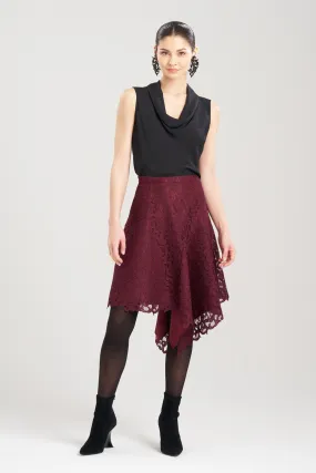 Scroll Lace Asymmetric Skirt