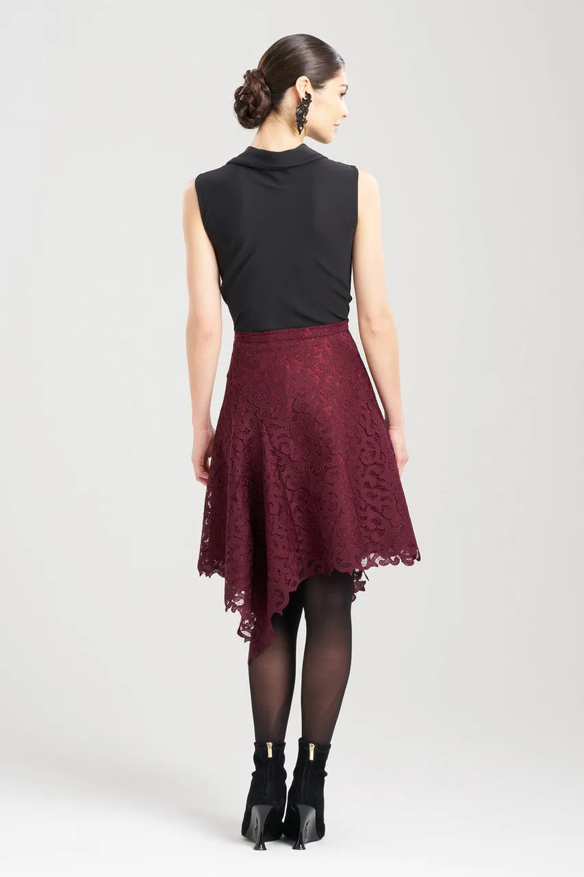 Scroll Lace Asymmetric Skirt