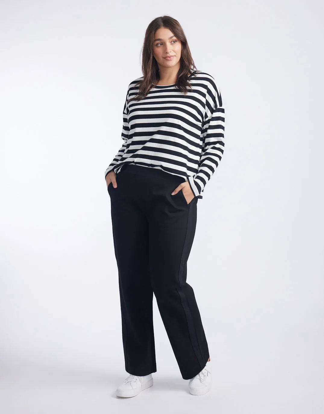 Timeless Straight Leg Ponte Pant - Black On Black