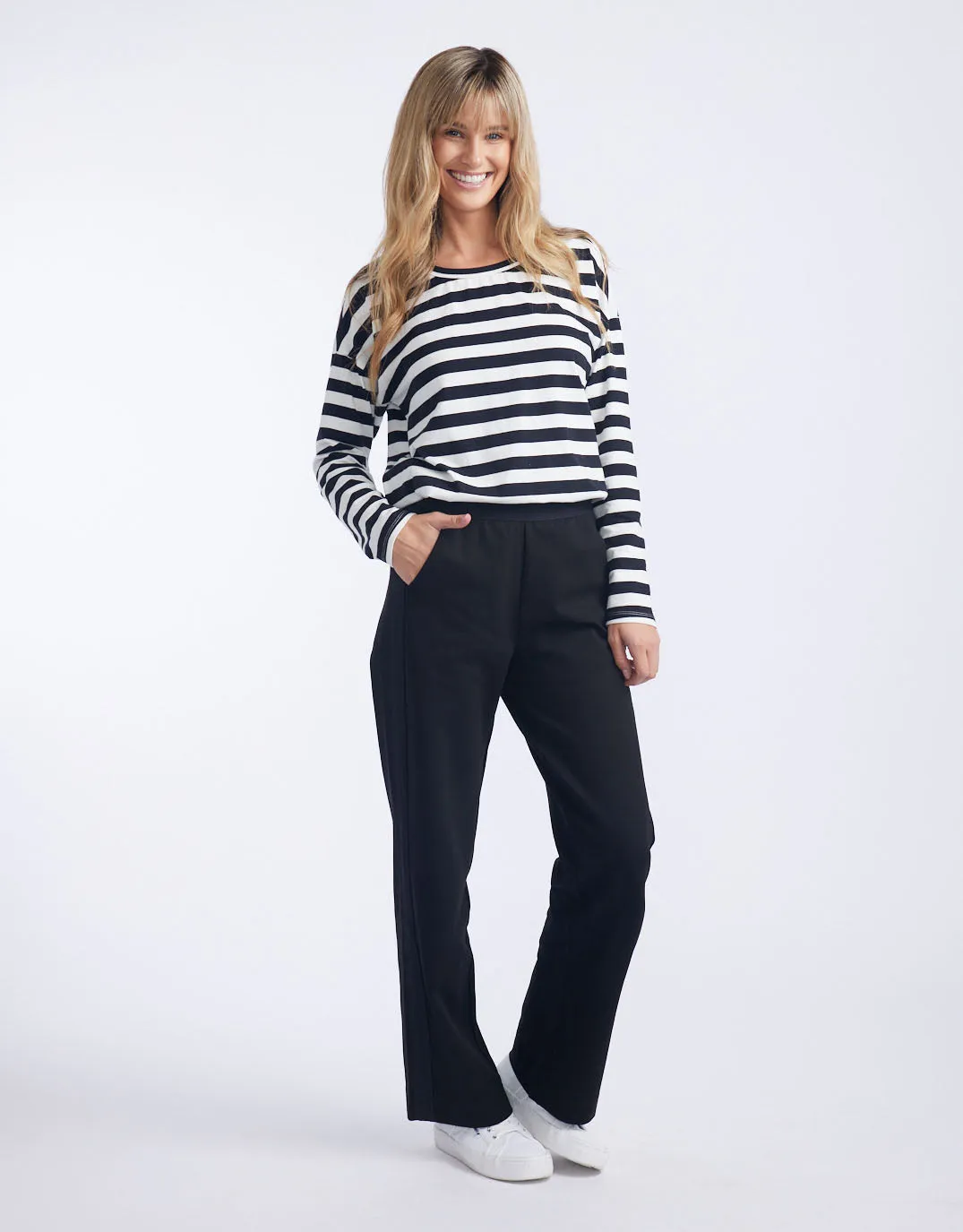 Timeless Straight Leg Ponte Pant - Black On Black